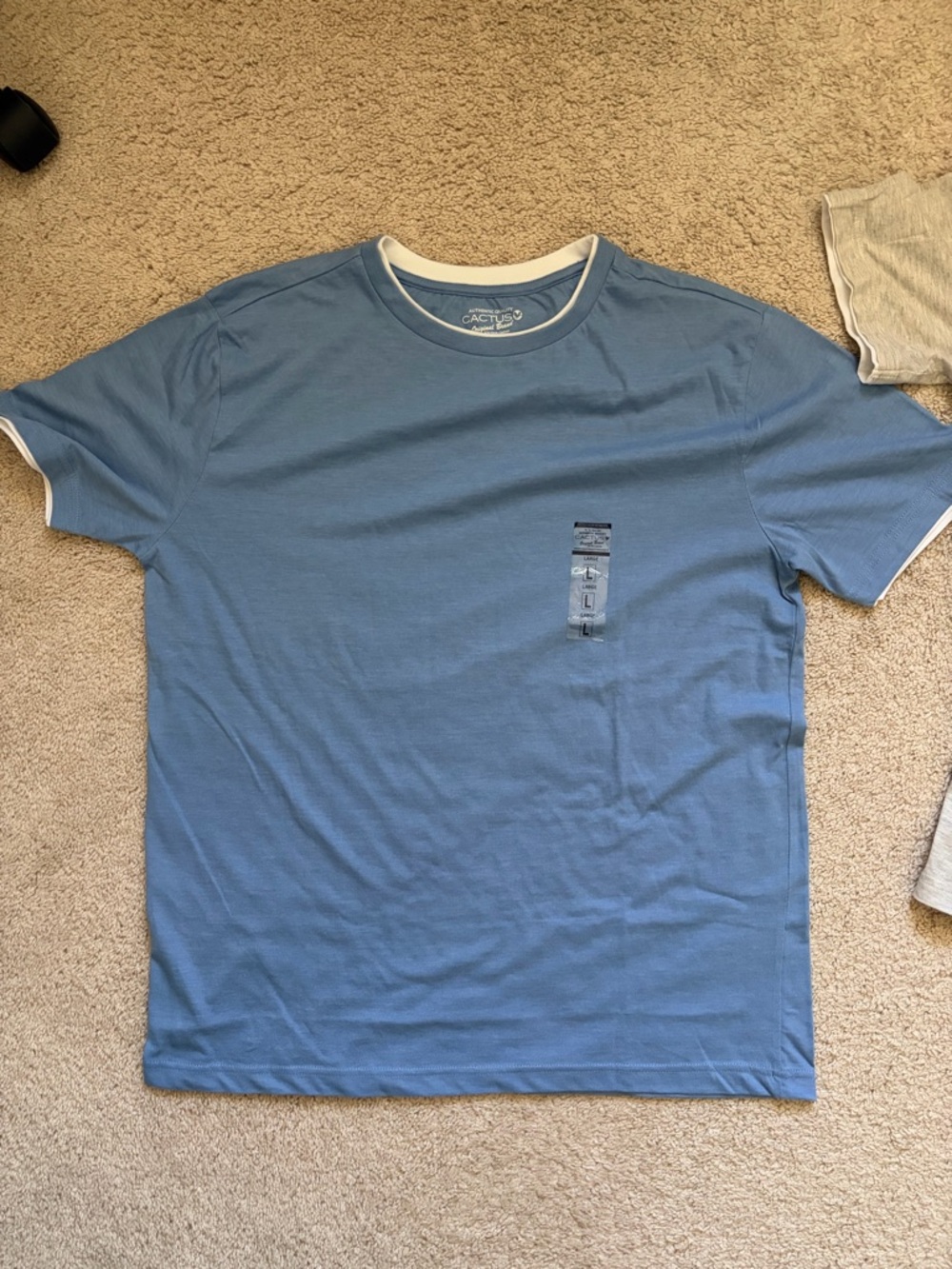 NWT, 2 tops, NEW blue w/white trim,used grey w/white trim,Sz Lg, short sleeves.